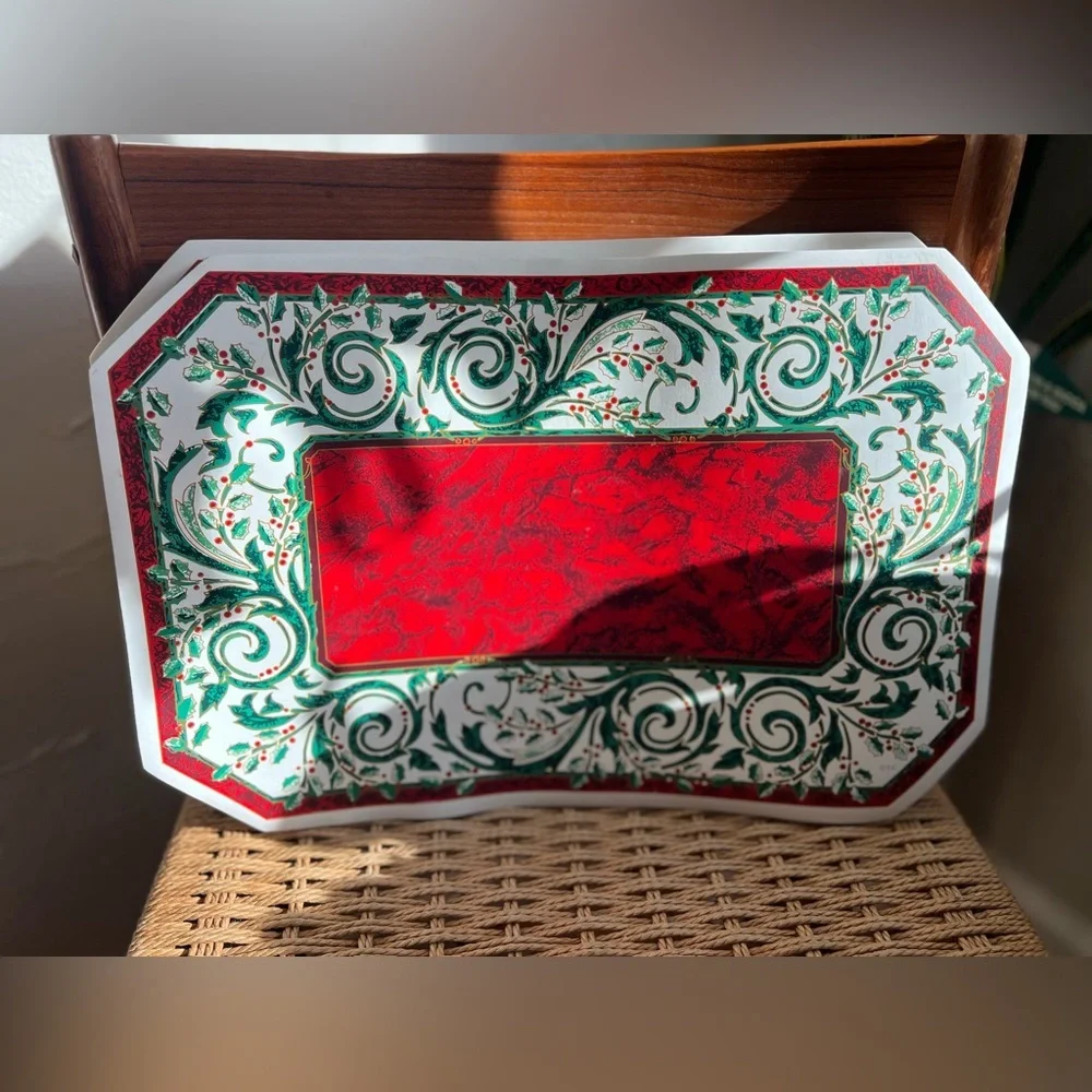 Vintage Christmas Vinyl Placemats (Set of 4) | Holly Berry Holiday Decor